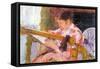 Lydia At The Cord Framework-Mary Cassatt-Framed Stretched Canvas