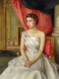 Portrait of Queen Elizabeth II wearing coronation robes and the Imperial State Crown-Lydia de Burgh-Laminated Giclee Print