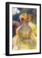 Lydia, the Arms Rested, in the Theater Loge-Mary Cassatt-Framed Art Print