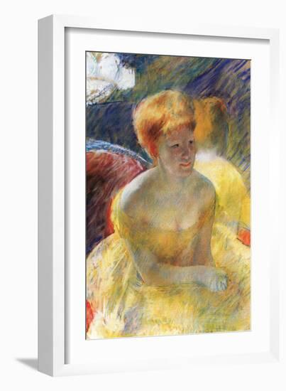 Lydia, the Arms Rested, in the Theater Loge-Mary Cassatt-Framed Art Print