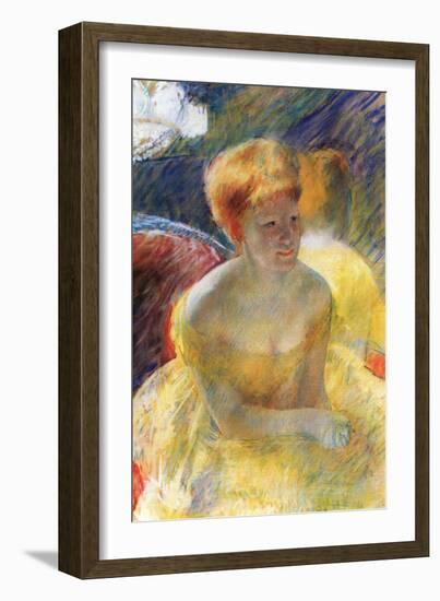 Lydia, The Arms Rested, In The Theater Loge-Mary Cassatt-Framed Art Print