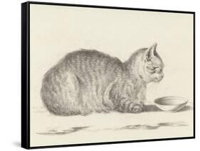 Lying Cat, Facing Right, by a Dish, 1812-Jean Bernard-Framed Stretched Canvas