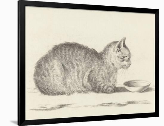 Lying Cat, Facing Right, by a Dish, 1812-Jean Bernard-Framed Art Print