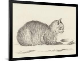 Lying Cat, Facing Right, by a Dish, 1812-Jean Bernard-Framed Art Print