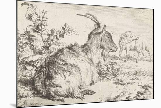 Lying goat, 1670-Adriaen van de Velde-Mounted Giclee Print