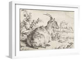 Lying goat, 1670-Adriaen van de Velde-Framed Giclee Print