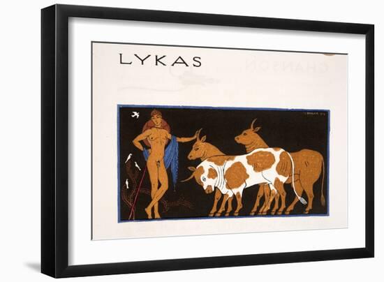 Lykas, Illustration from Les Chansons De Bilitis, by Pierre Louys, Pub. 1922 (Pochoir Print)-Georges Barbier-Framed Giclee Print