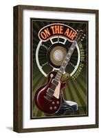 Lynchburg, Tennessee - Guitar and Microphone-Lantern Press-Framed Art Print