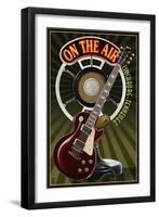 Lynchburg, Tennessee - Guitar and Microphone-Lantern Press-Framed Art Print