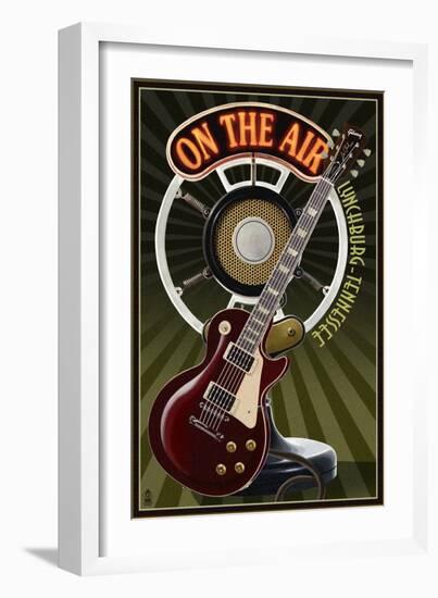 Lynchburg, Tennessee - Guitar and Microphone-Lantern Press-Framed Art Print