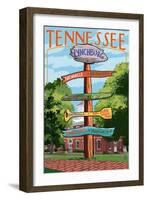 Lynchburg, Tennessee - Sign Destinations-Lantern Press-Framed Art Print
