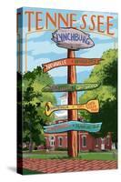 Lynchburg, Tennessee - Sign Destinations-Lantern Press-Stretched Canvas