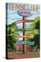 Lynchburg, Tennessee - Sign Destinations-Lantern Press-Stretched Canvas