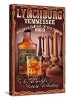 Lynchburg, Tennessee - Whiskey Vintage Sign-Lantern Press-Stretched Canvas