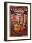 Lynchburg, Tennessee - Whiskey Vintage Sign-Lantern Press-Framed Art Print