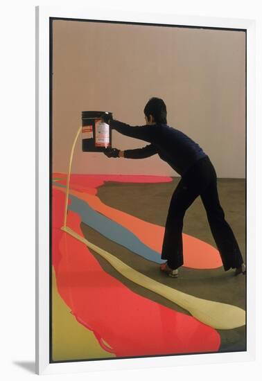 Lynda Benglis Painting a Floor Latex and Pigments at the University of Rhode Island-Henry Groskinsky-Framed Photographic Print