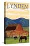 Lynden, Washington - Red Barn and Horses-Lantern Press-Stretched Canvas