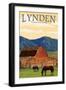 Lynden, Washington - Red Barn and Horses-Lantern Press-Framed Art Print