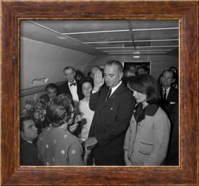 Framed Lyndon Johnson Autograph Promo Print Presidential Oath of Office