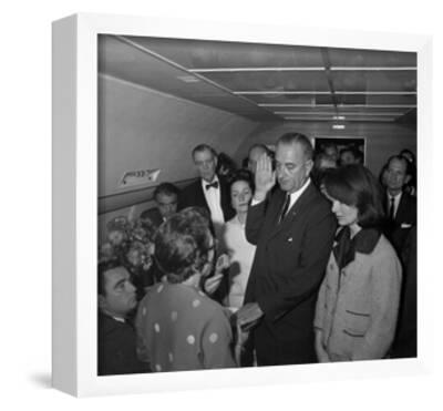 Framed Lyndon Johnson Autograph Promo Print Presidential Oath of Office