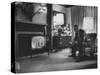 Lyndon B. Johnson Watching Television During the Democratic National Convention-null-Stretched Canvas