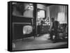 Lyndon B. Johnson Watching Television During the Democratic National Convention-null-Framed Stretched Canvas