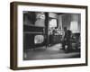 Lyndon B. Johnson Watching Television During the Democratic National Convention-null-Framed Photographic Print