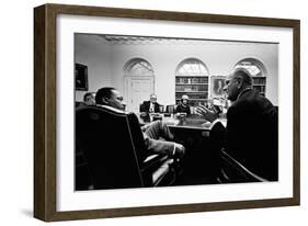 Lyndon Johnson Meeting with Civil Rights Leaders at the White House, March 16, 1966-null-Framed Photo