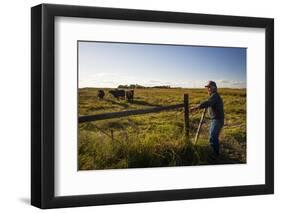 Lynn Ballagh Closing Gate on His Cattle Ranch-Cheryl-Samantha Owen-Framed Photographic Print