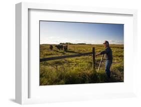 Lynn Ballagh Closing Gate on His Cattle Ranch-Cheryl-Samantha Owen-Framed Photographic Print