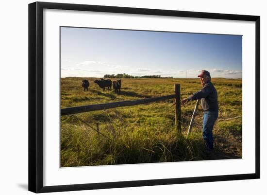 Lynn Ballagh Closing Gate on His Cattle Ranch-Cheryl-Samantha Owen-Framed Photographic Print