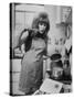 Lynn Redgrave Cooking in Her Apartment-Terence Spencer-Stretched Canvas