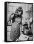 Lynn Redgrave Cooking in Her Apartment-Terence Spencer-Framed Stretched Canvas