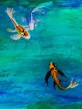 Yellow Butterfly Koi and A Pink Water Lily-Lynne Albright-Art Print