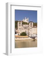 Lyon Cathedral with Notre Dame De Fourviere Above, Lyon, Rhone, Rhone-Alpes, France, Europe-Julian Elliott-Framed Photographic Print