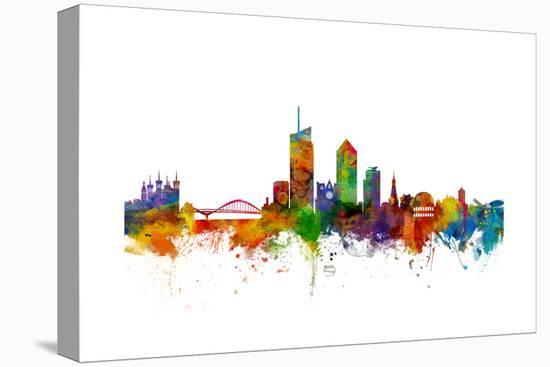 Lyon France Skyline-Michael Tompsett-Stretched Canvas