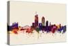 Lyon France Skyline-Michael Tompsett-Stretched Canvas