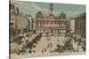 Lyon - Place des Terreaux - Bartholdi Fountain and the Town Hall. Postcard Sent in 1913-French Photographer-Stretched Canvas