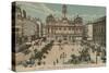 Lyon - Place des Terreaux - Bartholdi Fountain and the Town Hall. Postcard Sent in 1913-French Photographer-Stretched Canvas