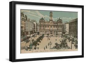 Lyon - Place des Terreaux - Bartholdi Fountain and the Town Hall. Postcard Sent in 1913-French Photographer-Framed Giclee Print