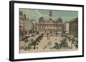 Lyon - Place des Terreaux - Bartholdi Fountain and the Town Hall. Postcard Sent in 1913-French Photographer-Framed Giclee Print