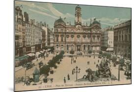 Lyon - Place des Terreaux - Bartholdi Fountain and the Town Hall. Postcard Sent in 1913-French Photographer-Mounted Giclee Print