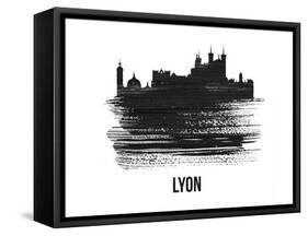 Lyon Skyline Brush Stroke - Black II-NaxArt-Framed Stretched Canvas