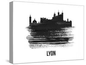 Lyon Skyline Brush Stroke - Black II-NaxArt-Stretched Canvas