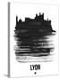 Lyon Skyline Brush Stroke - Black-NaxArt-Stretched Canvas