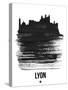 Lyon Skyline Brush Stroke - Black-NaxArt-Stretched Canvas
