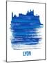 Lyon Skyline Brush Stroke - Blue-NaxArt-Mounted Art Print