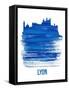 Lyon Skyline Brush Stroke - Blue-NaxArt-Framed Stretched Canvas