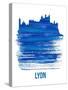 Lyon Skyline Brush Stroke - Blue-NaxArt-Stretched Canvas