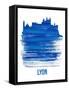 Lyon Skyline Brush Stroke - Blue-NaxArt-Framed Stretched Canvas